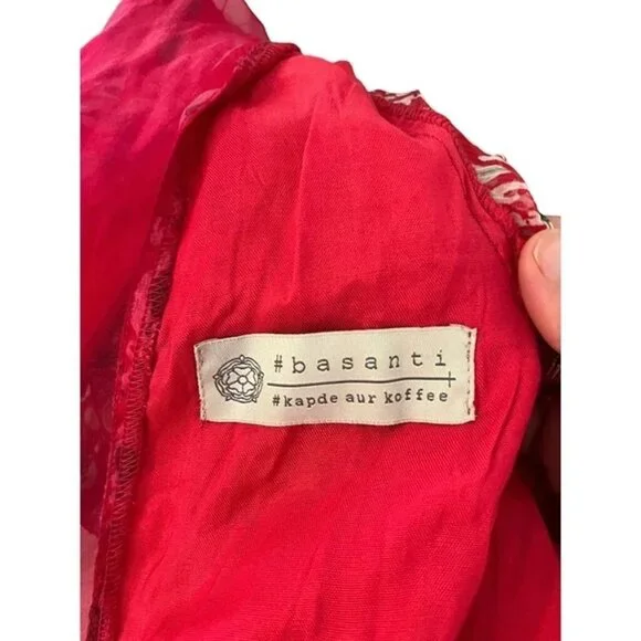 Final Sale! Kalki women's jumpsuit red white beaded flowy long sleeve back zip s - Picture 4 of 9